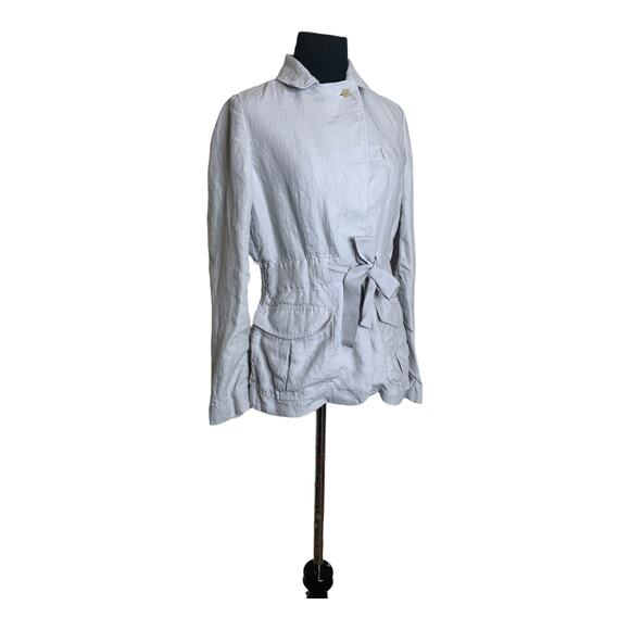 Talbots silver gray linen belted jacket size 4 - Picture 11 of 12